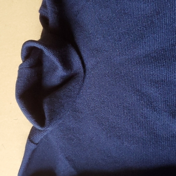 Navy blue turtleneck acrylic poncho with fringe one size - Picture 2 of 7